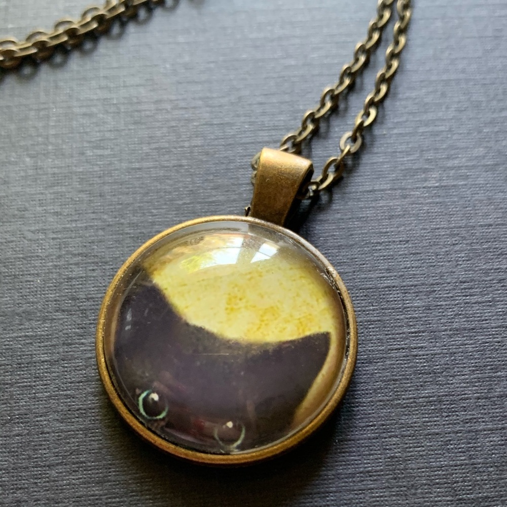 Peekaboo Black Cat Pendant Necklace